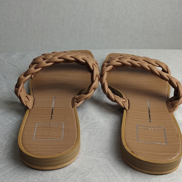 Dolce Vita Braided Tan Taupe Women's Sandals Faux Crocodile Soles Flat Size 11 - Picture 7 of 9